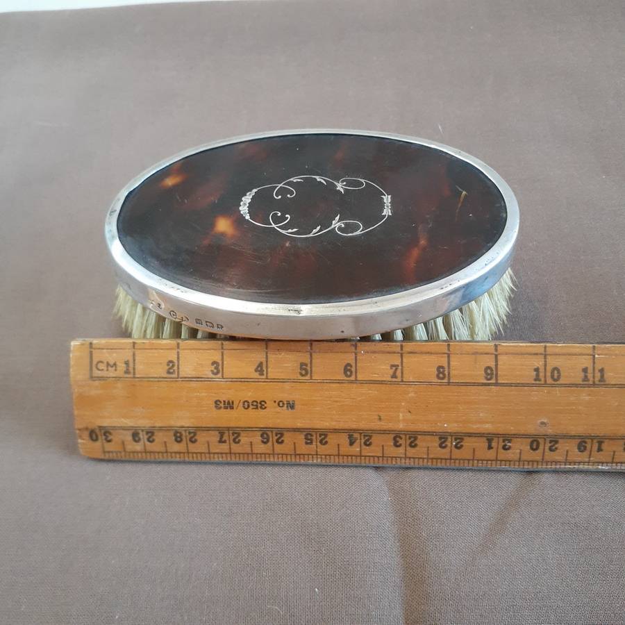 Hallmarked Silver and tortoise shell brush - mens