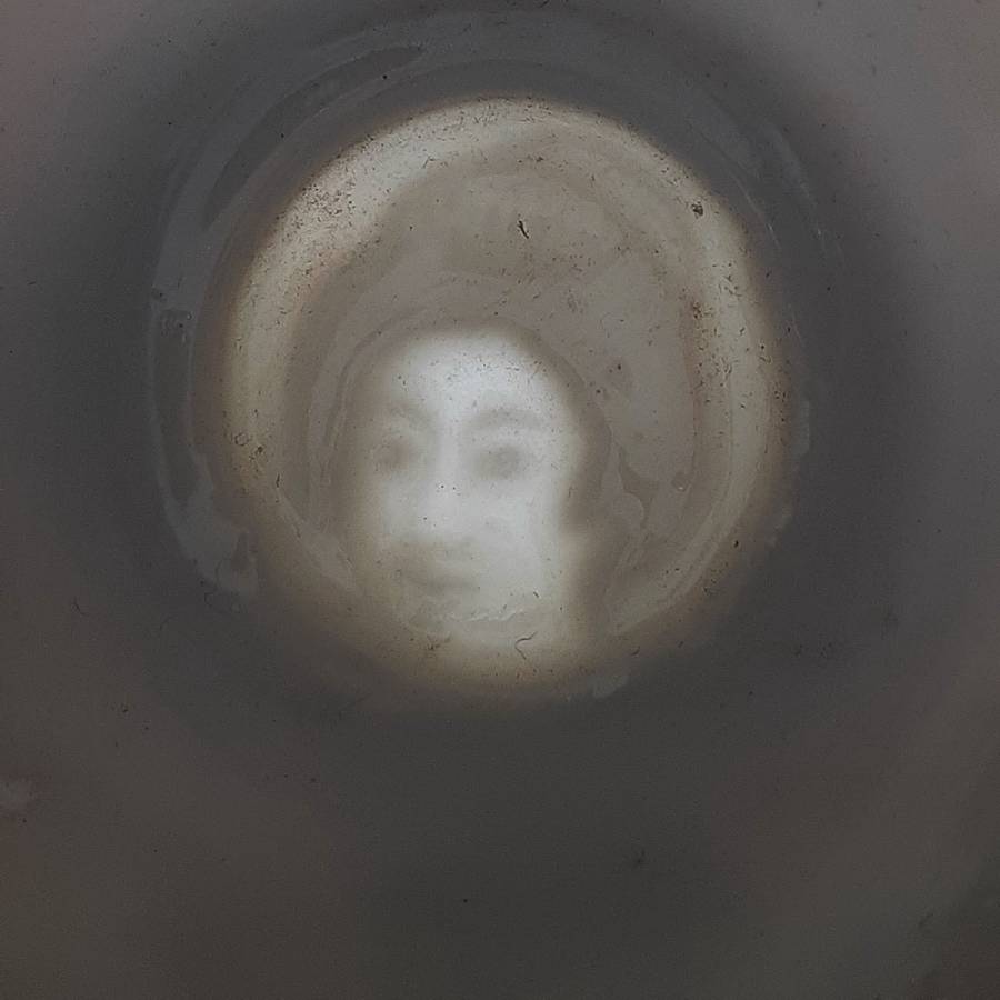 Japanese iridescent dragonware  tea coffee set - geisha lithophane inside the cups