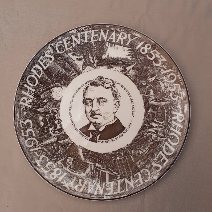 Rhodesiana Royal Doulton Rhodes Centenary Plate 1853 - 1953 - brown and white