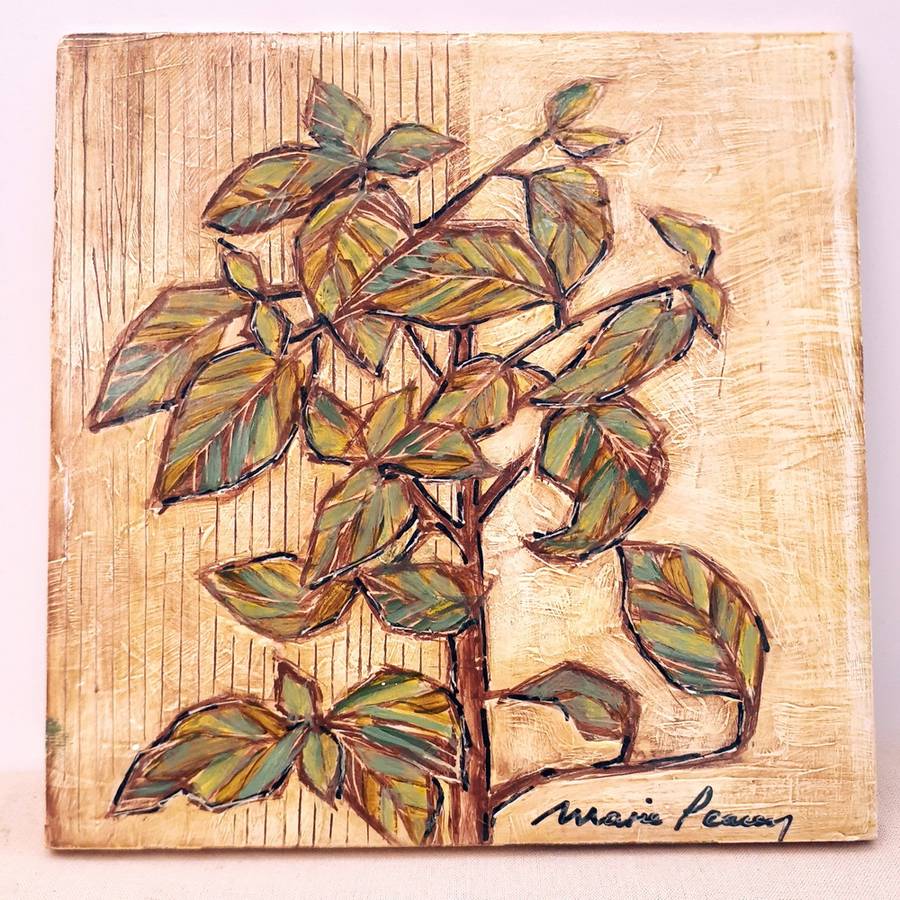 4 South African tiles painted by well known artist Marie Peacey