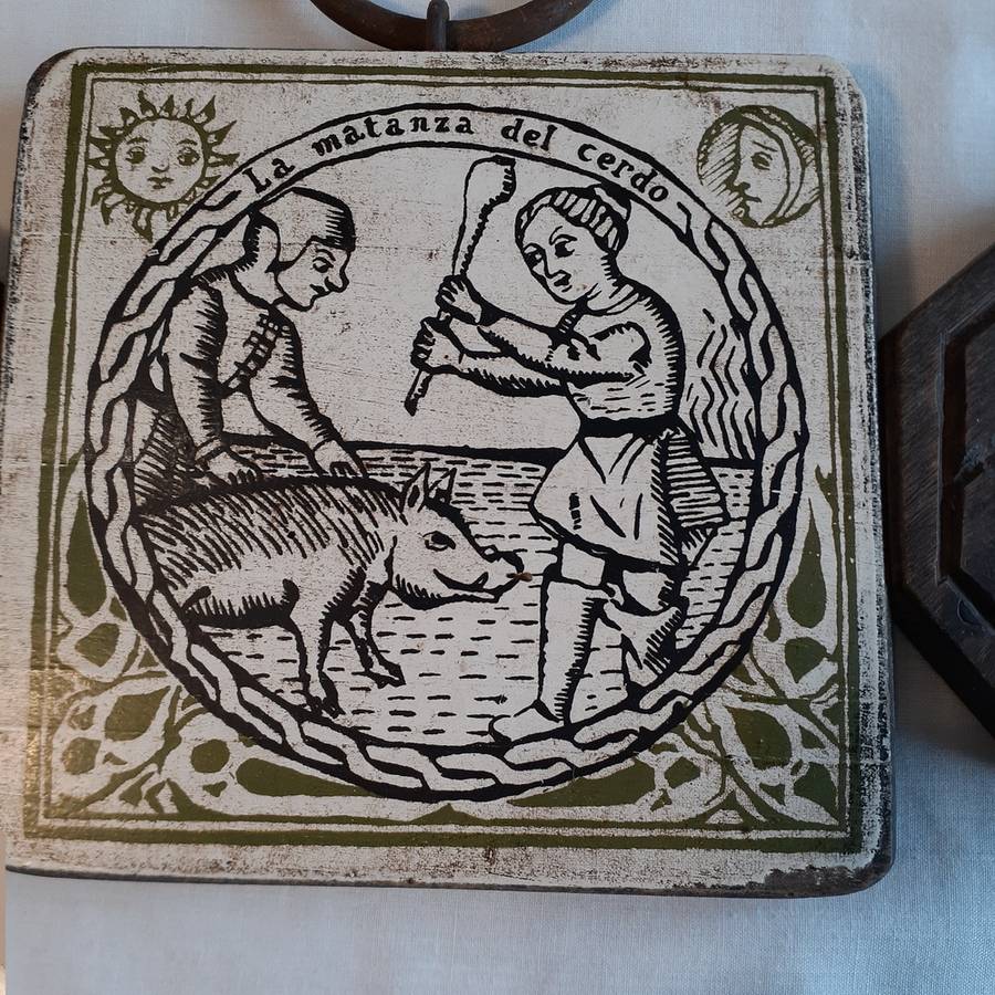 carved printed medieval tile wall decorative item - art pot stand