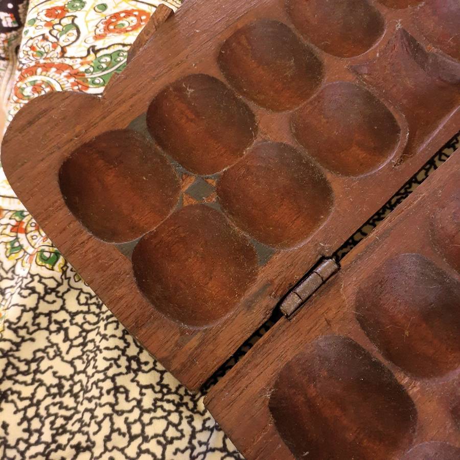 African Ghana Oware wooden board game calculus - Mancala