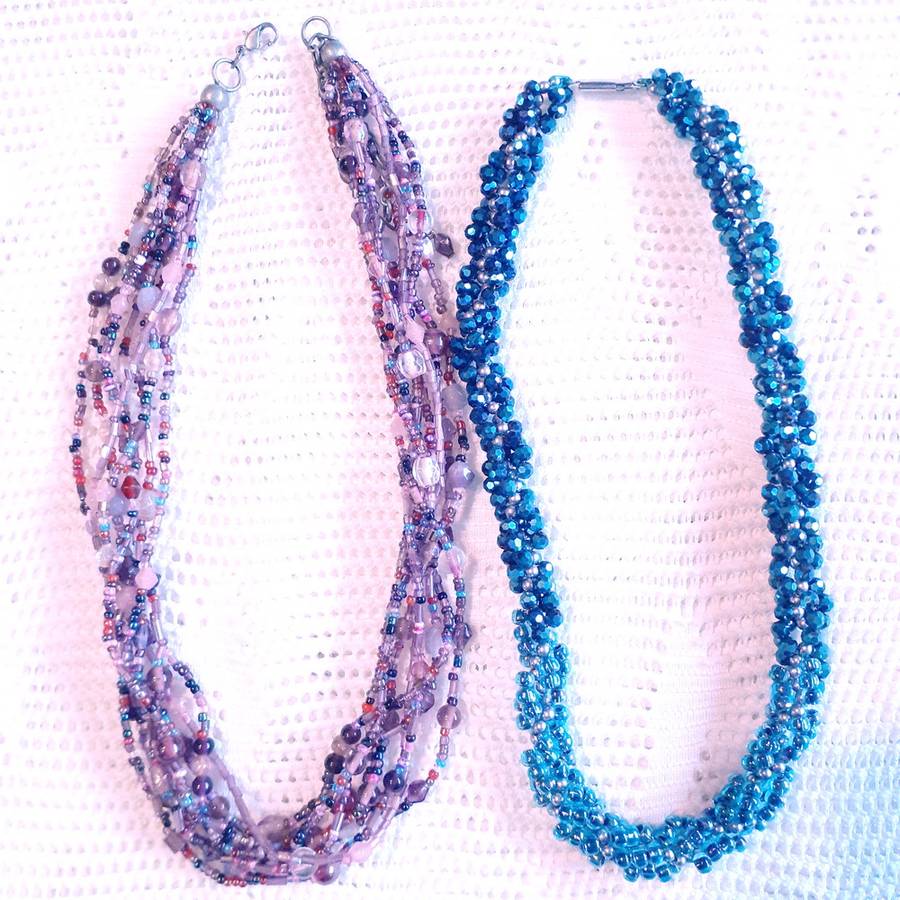 two glass bead necklaces - vintage