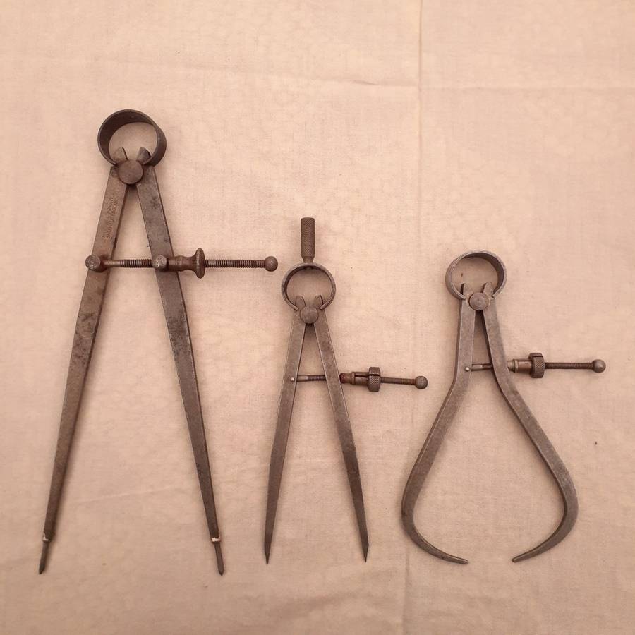 Metal calipers and divider - woodwork metalwork and leatherwork Moore and Wright