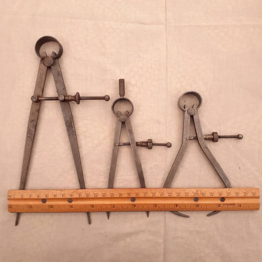 Metal calipers and divider - woodwork metalwork and leatherwork Moore and Wright