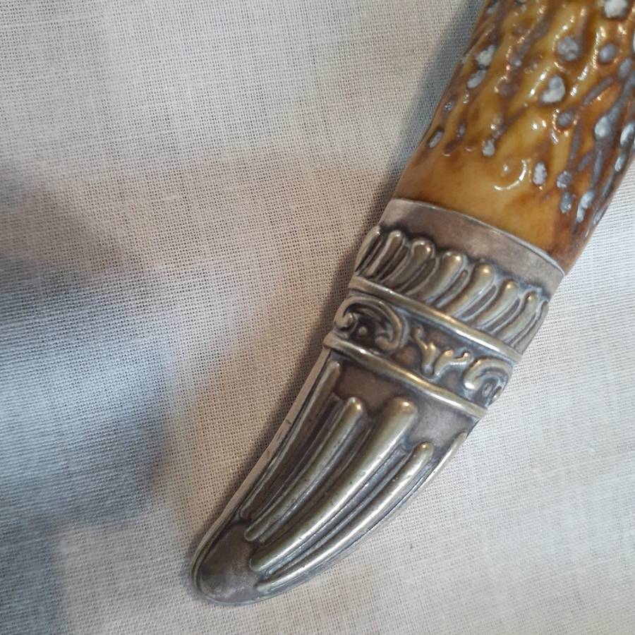 Stag Horn crumb tray - vintage quality A electroplate  hallmarked HA EA FA