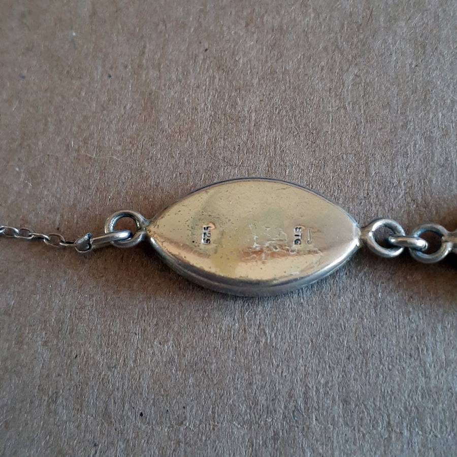 Stirling silver and pau shell choker necklace.   5.61gms