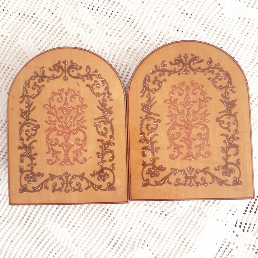 Italian wooden Marquetry Bookends - book holders