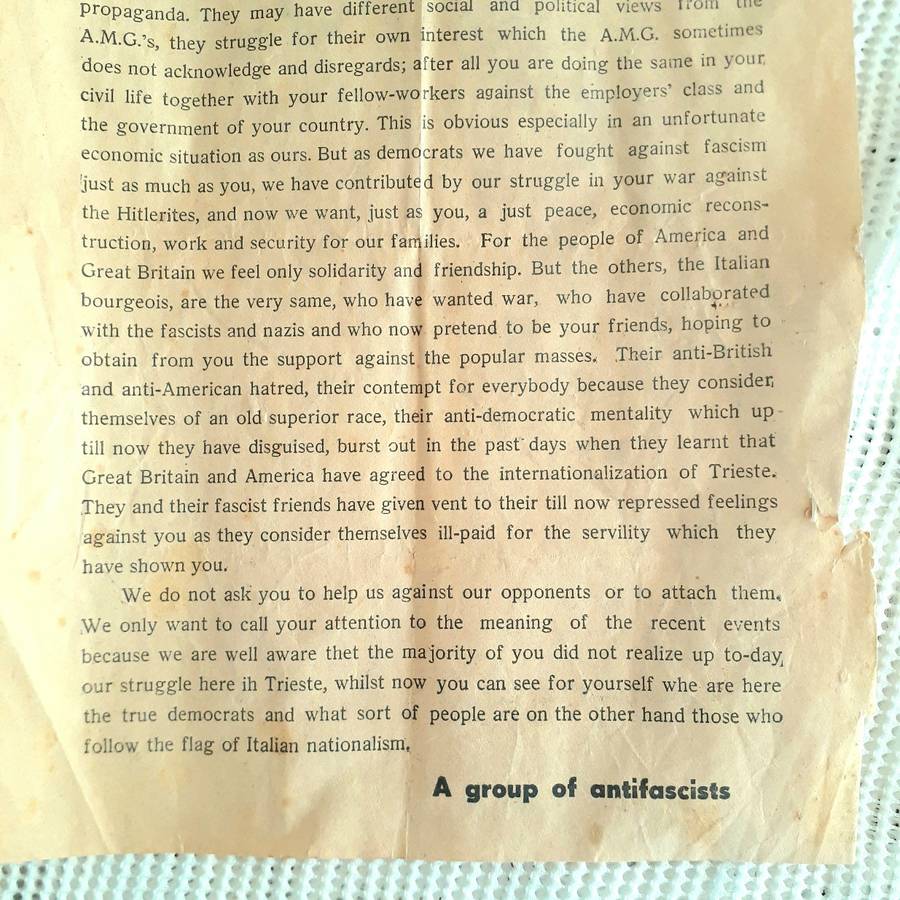 WW2 antifascist italian leaflet - original