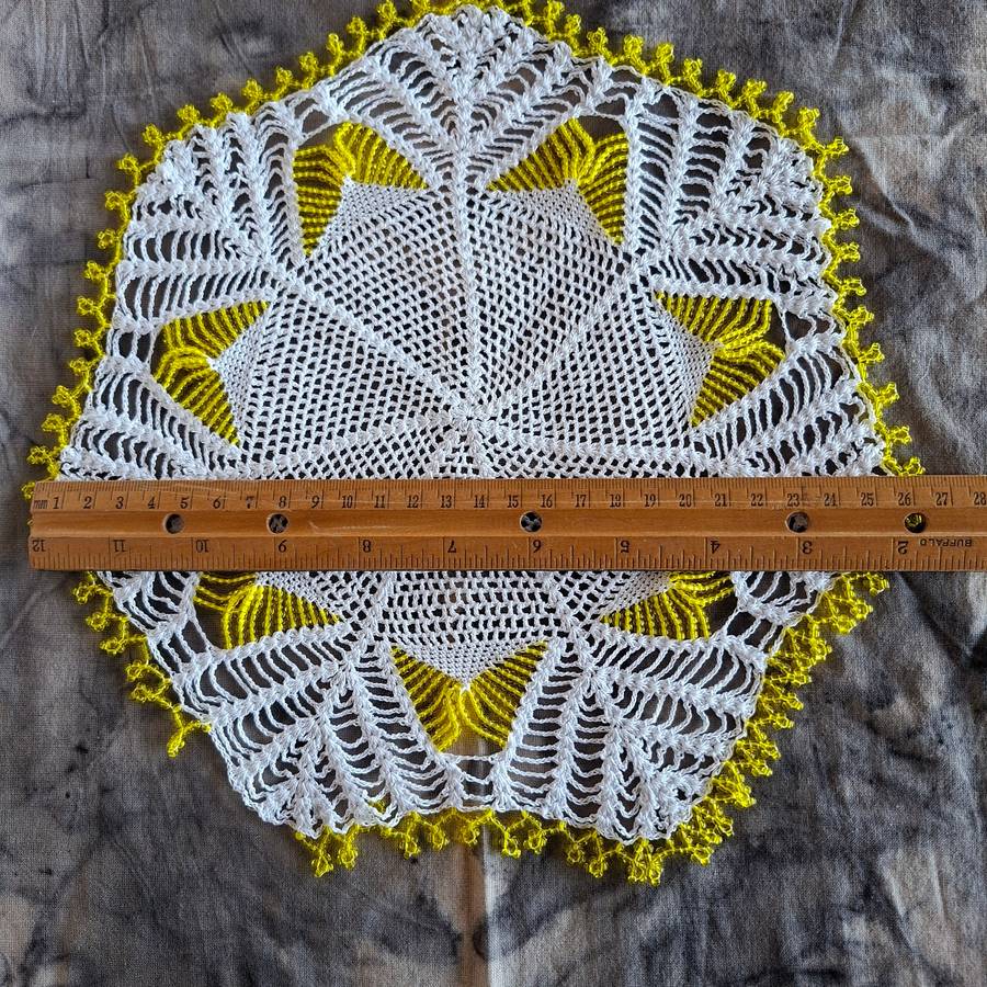 2 Crochet doilies jug covers with glass beads