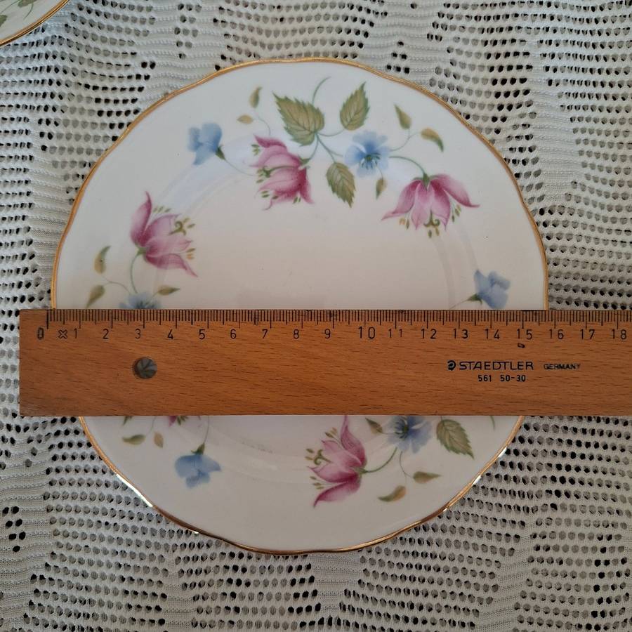 Tea Set Queen Anne 6 trios cake plate sugar basin and milk jug