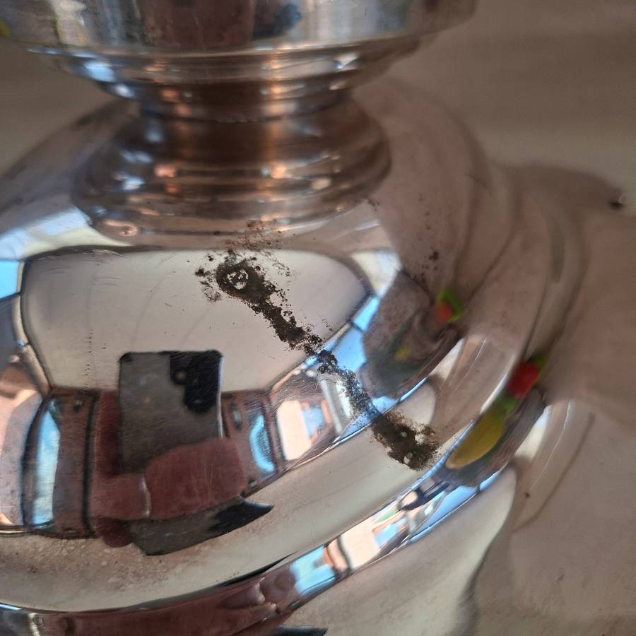 Large Silver plate fruit or wedding "basket"  Leaf and acorn scrolls around the rim.  32 cm dia