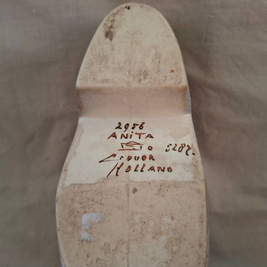 Dutch Gouda clog floral 17 cms - signed Anita Gouda Holland