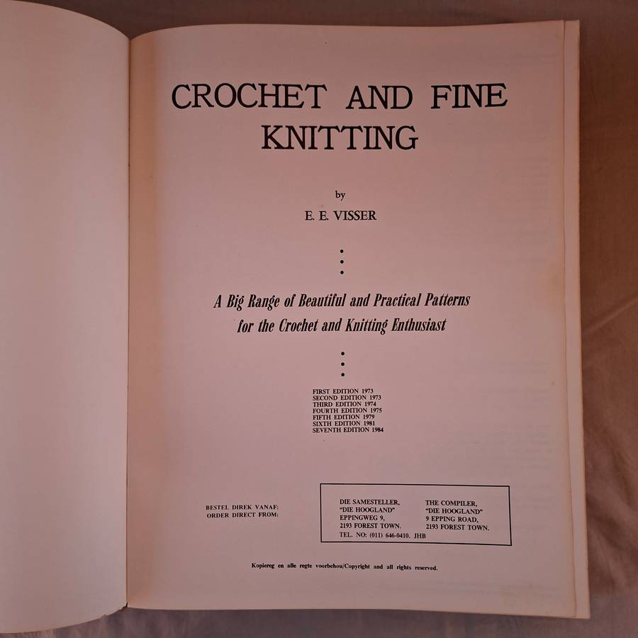 Crochet and fine knitting E E Visser Plus 2 folded double sided A0 cross stitch patterns 520 pages