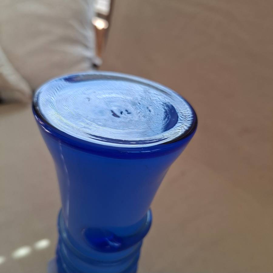 Blue Vase - Cased Glass - European, Murano? Czech Opaline Glass Cobalt Blue