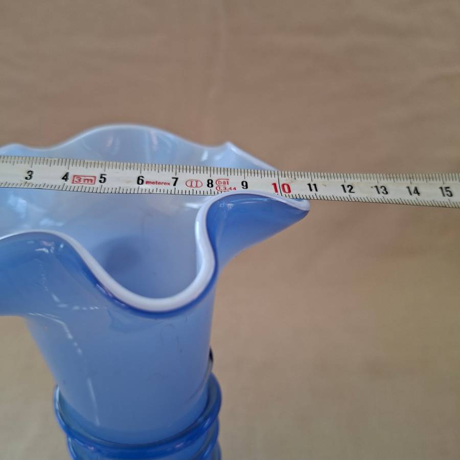 Blue Vase - Cased Glass - European, Murano? Czech Opaline Glass Cobalt Blue