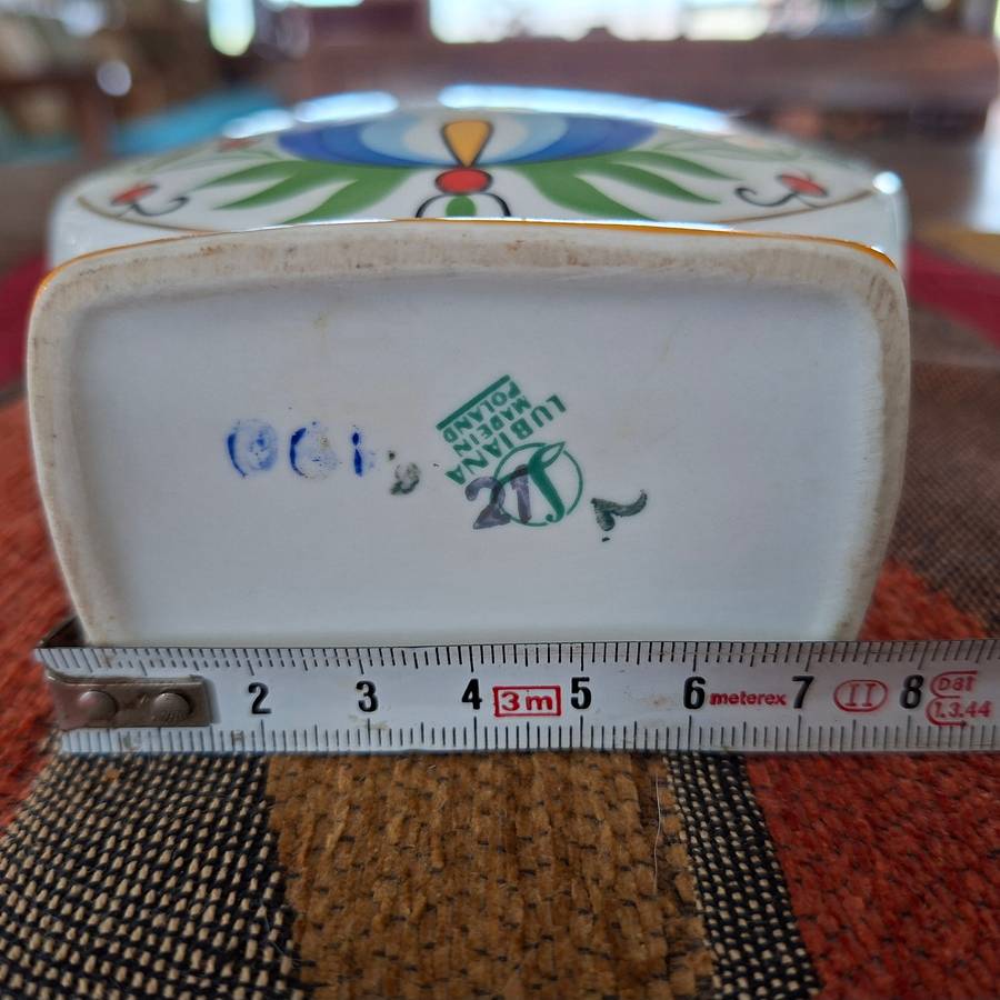 Polish Lubiana folkart Vase 16cms - floral 1970's