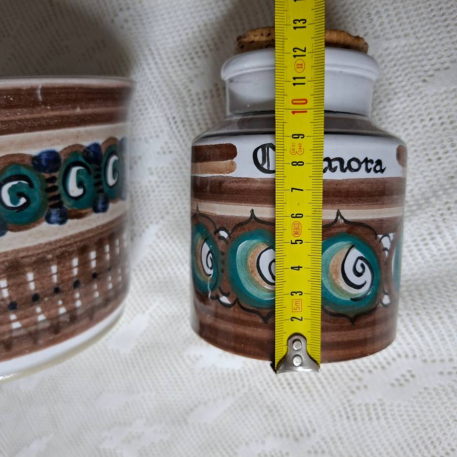 RSA pottery - The Old Jar Benoni -  Plant pot and Lidded cremora jar - hand painted Italian influ...