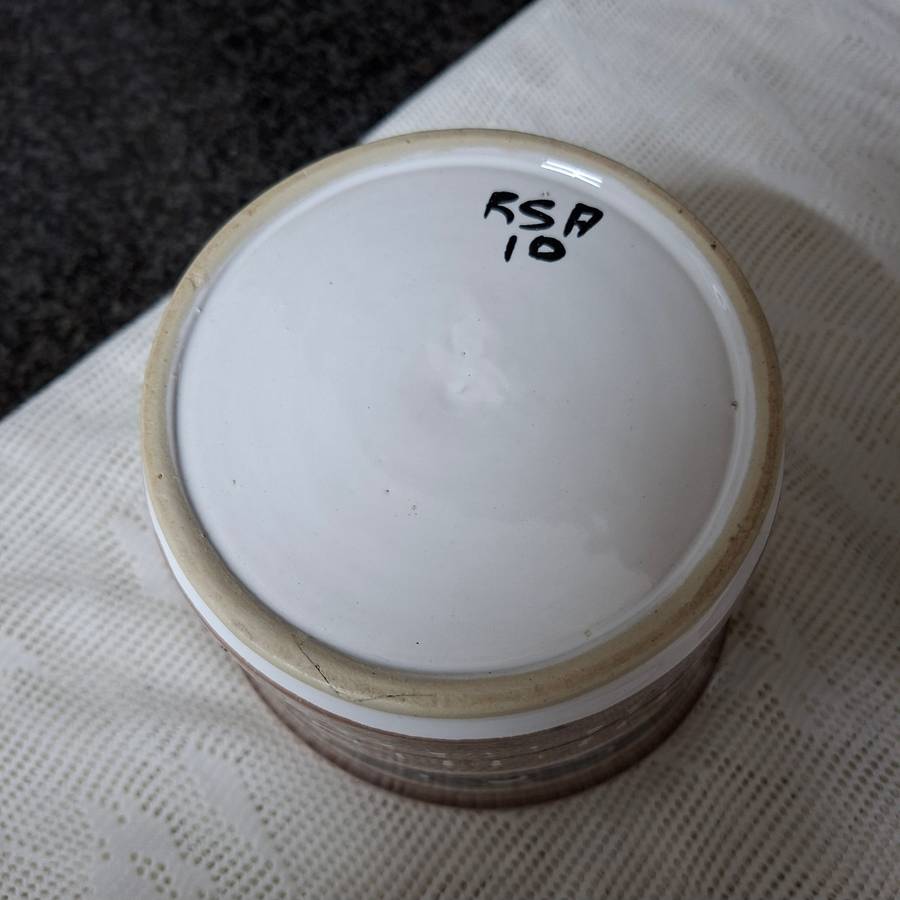 RSA pottery - The Old Jar Benoni -  Plant pot and Lidded cremora jar - hand painted Italian influ...