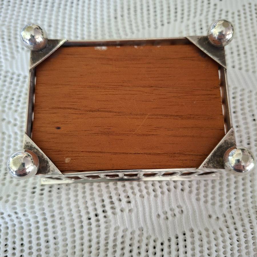 Table Cigarette Box - EPNS silver plate wooden lining.