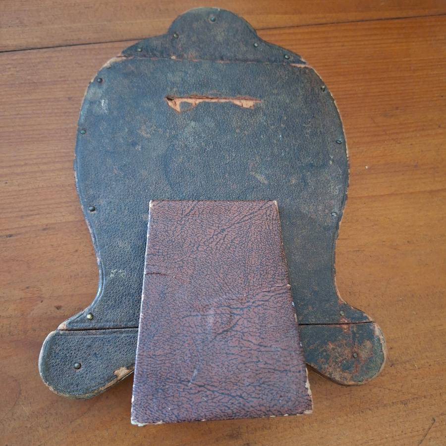 Ornate antique silver plate on brass heart shaped vanity dressing table mirror   14 x 19 cms