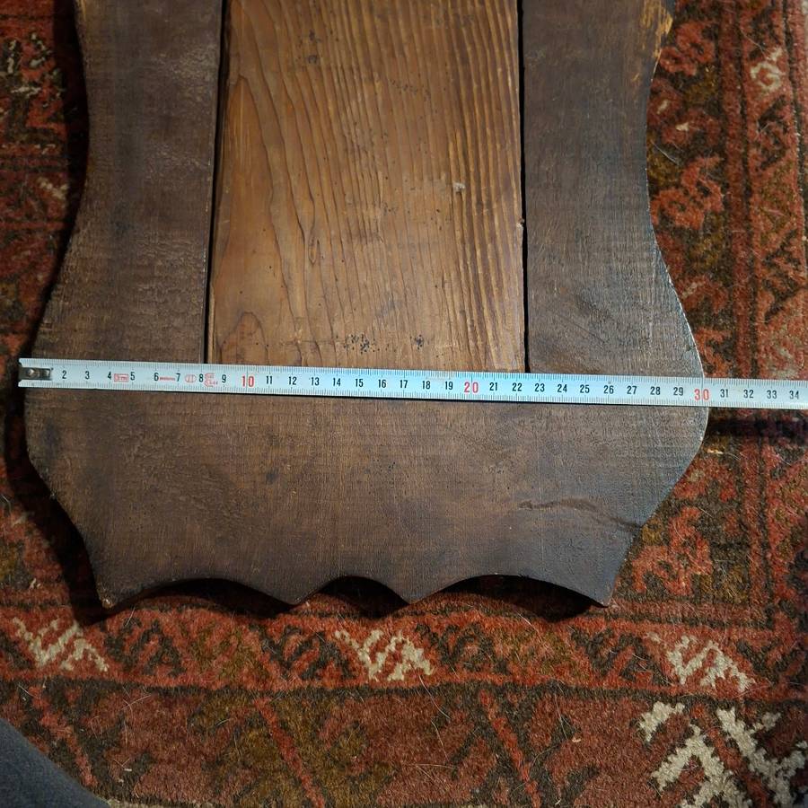 vintage carved oak mirror with bevelled glass - Shield shape - approx 30 x 40 cms