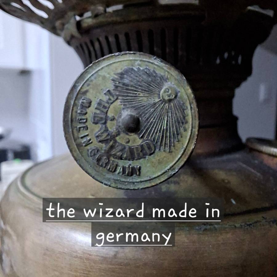 Brass Oil paraffin table Lamp - Made in Germany "The Wizard" - stands 45 cms tall