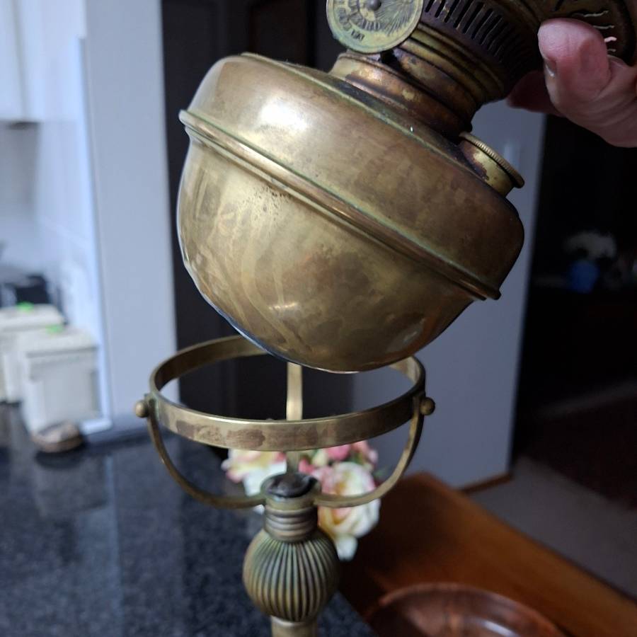 Brass Oil paraffin table Lamp - Made in Germany "The Wizard" - stands 45 cms tall