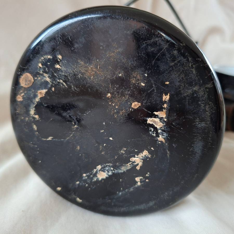 Enamel billycan canister with cup - camping billycan - enamel ware - kitchenalia