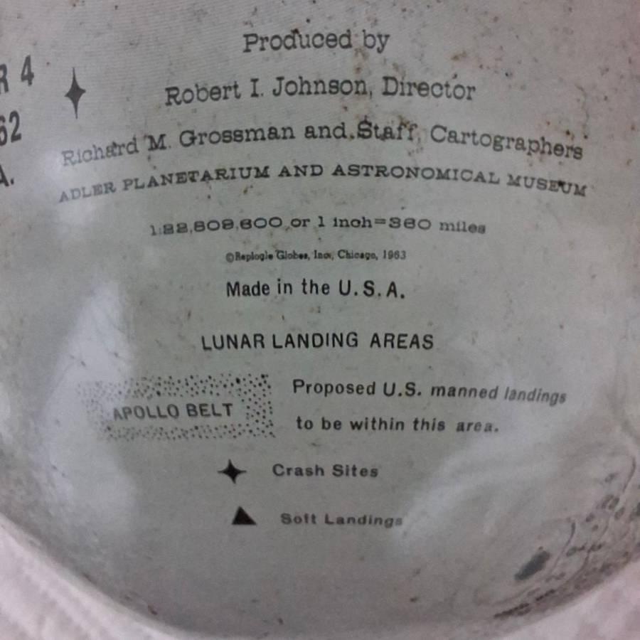 Moon Lunar Globe with crash sites and lunar landings - Replogle Globes 1963