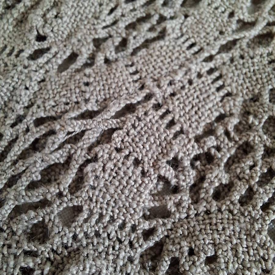 Embroidered linen Lace edged cloth - vintage large table cloth - 1.8 x 1.4