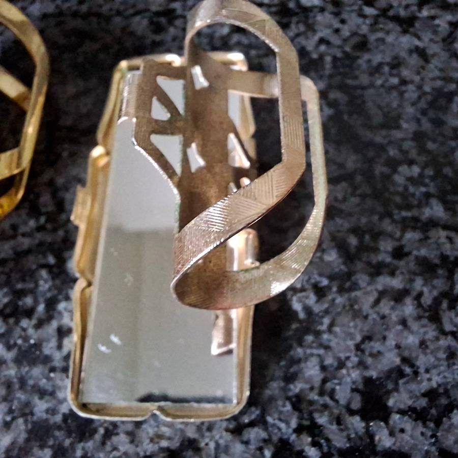 Two lipstick holders with mirrors - Floral Vintage - appear unused - Stratton