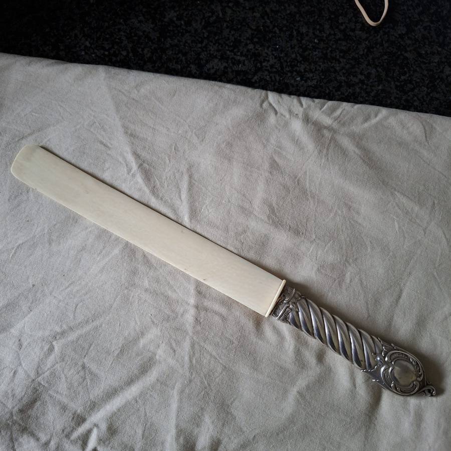 Silverplate paper cutter page turner - paper knife - bookbinders paper knife