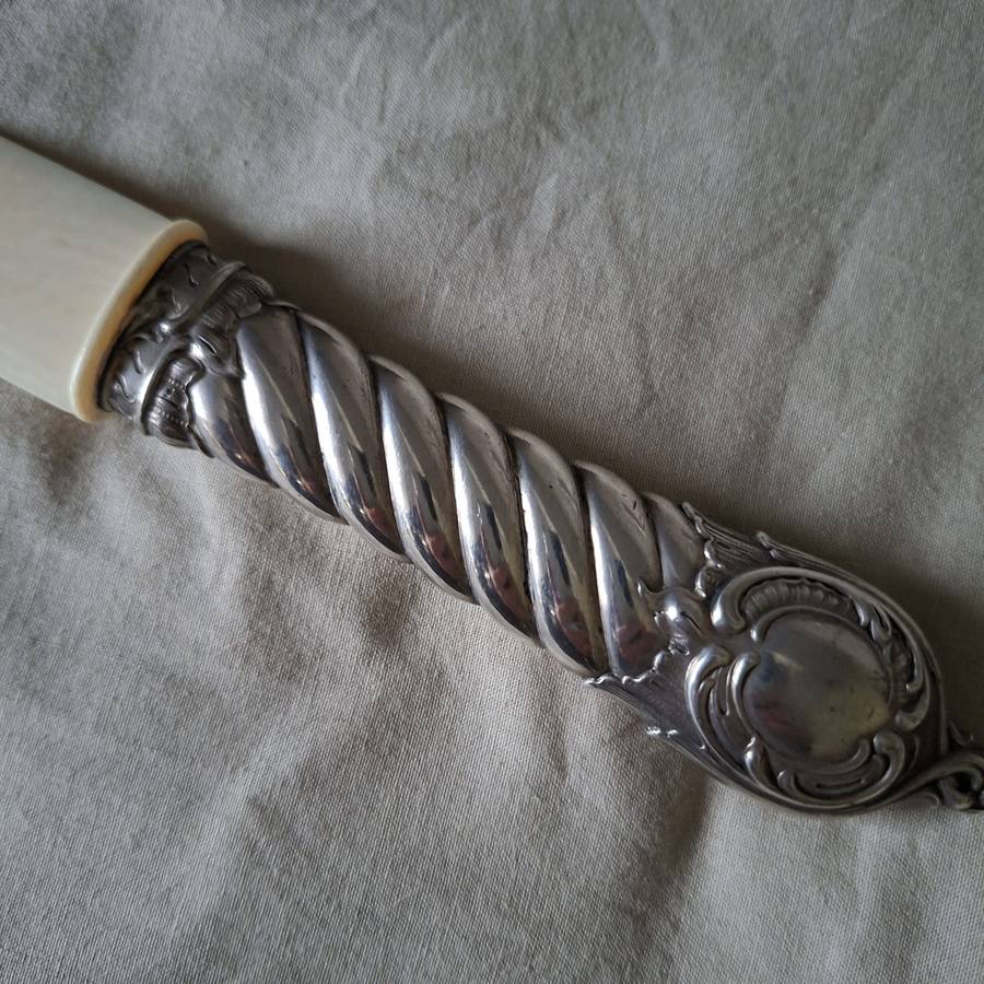 Silverplate paper cutter page turner - paper knife - bookbinders paper knife