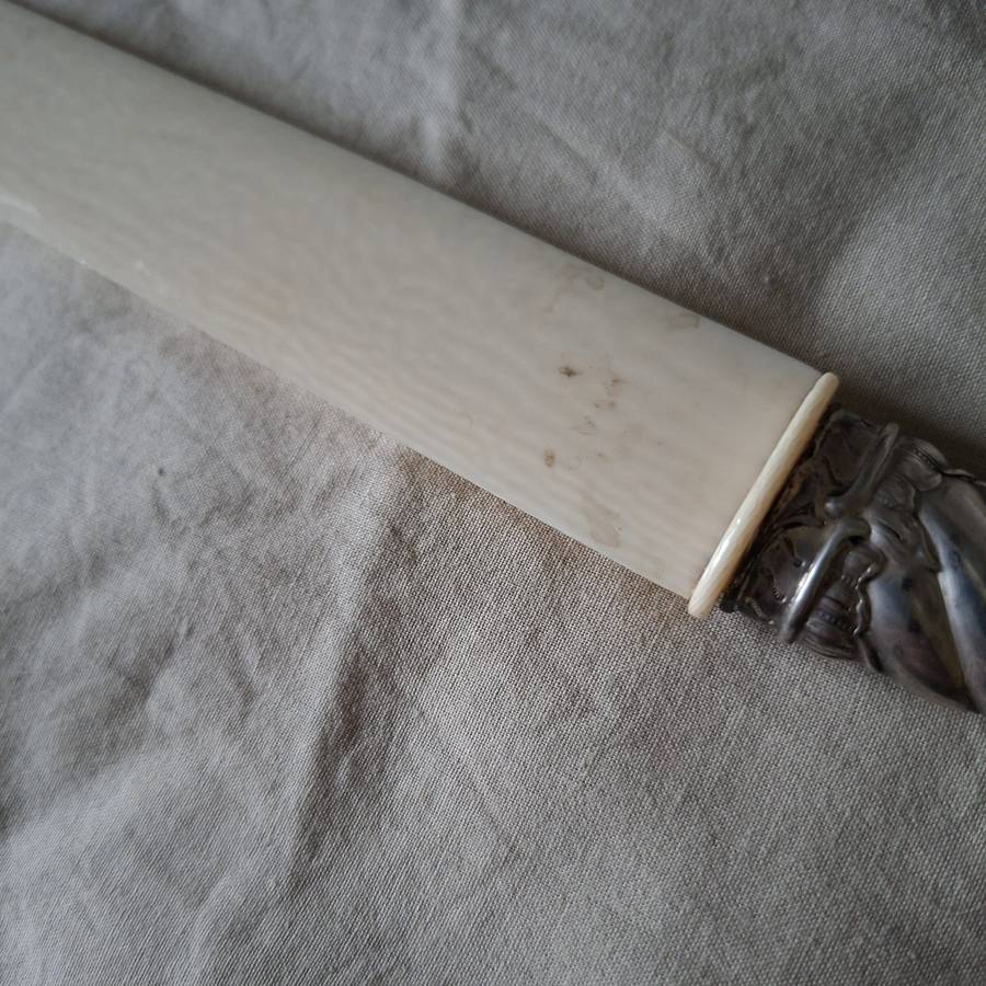 Silverplate paper cutter page turner - paper knife - bookbinders paper knife