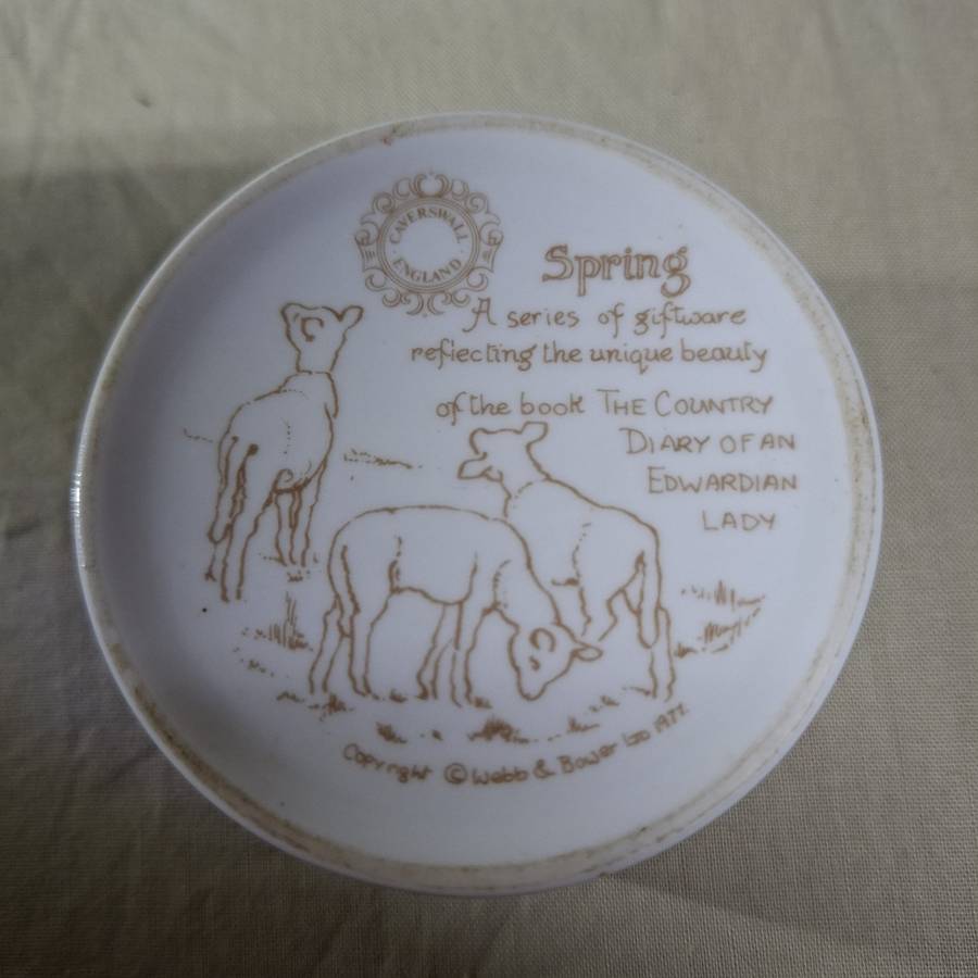 Pill box fine english porcelain - Spring - diary of a victorian lady  6.6 cms dia approx