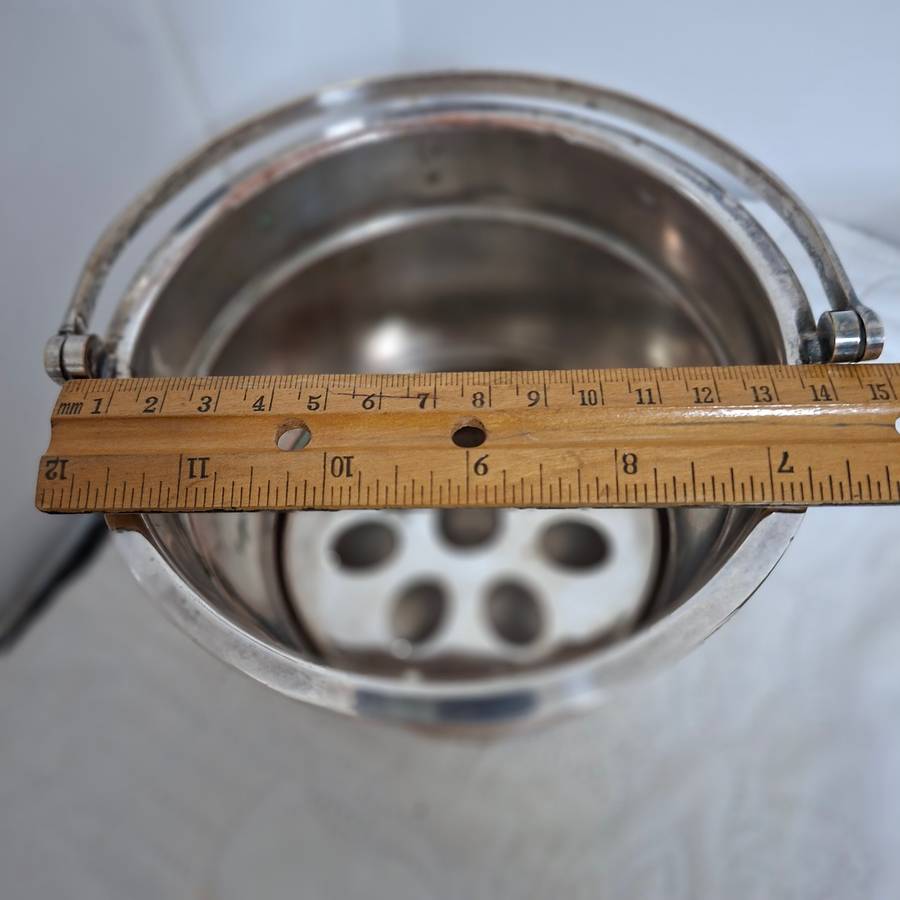 Ice bucket - silver plated with ice drainer and tongs