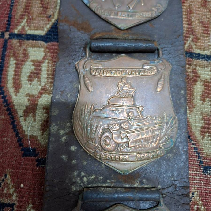 6 Rhodesian war operation plaques on leather strap