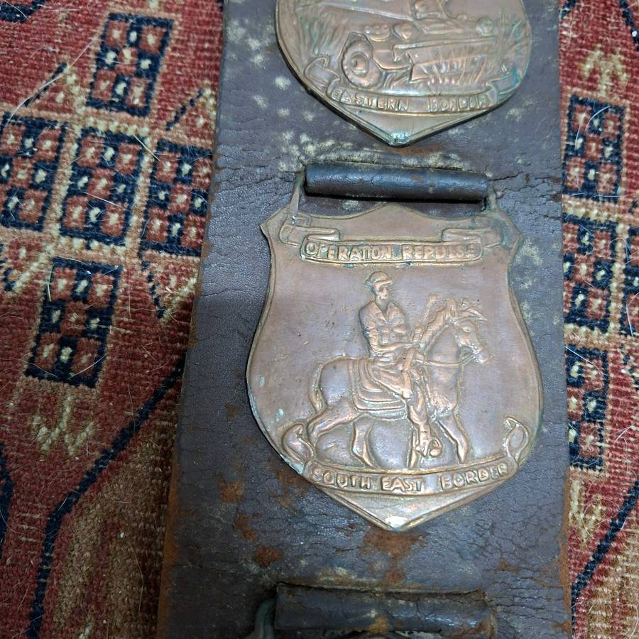 6 Rhodesian war operation plaques on leather strap