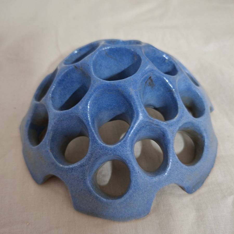 Blue ceramic Flower frog - flower arranging