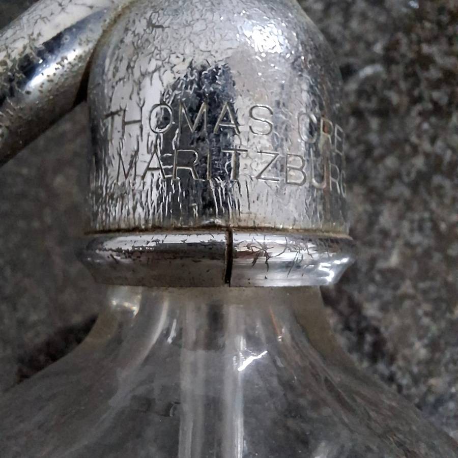 Heavy soda syphon bottle Thomas Crerar Pietermaritzburg