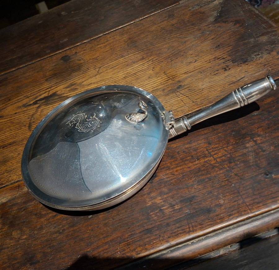 Silver plate on copper - crumb tray,  crumb pan, silent butler.