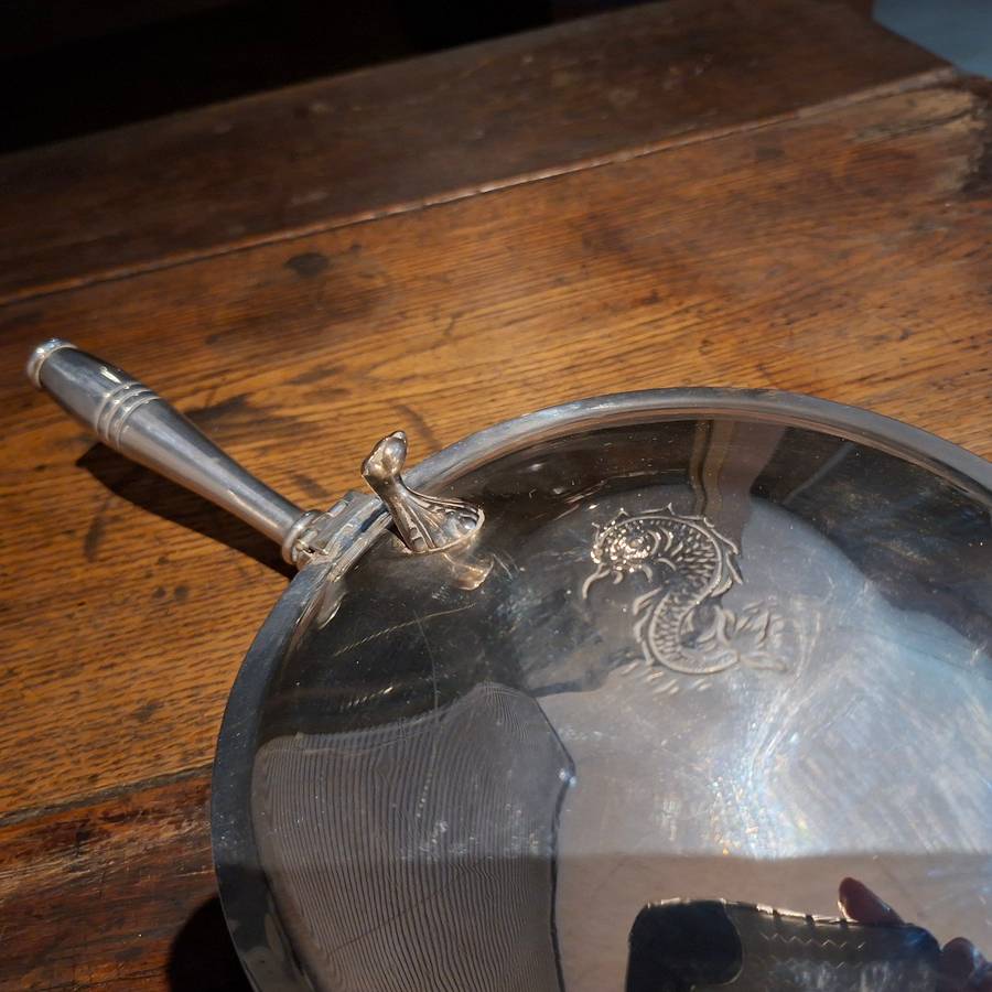 Silver plate on copper - crumb tray,  crumb pan, silent butler.