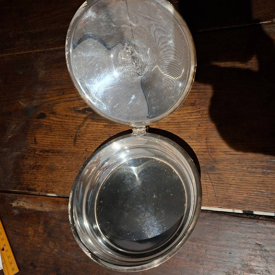 Silver plate on copper - crumb tray,  crumb pan, silent butler.