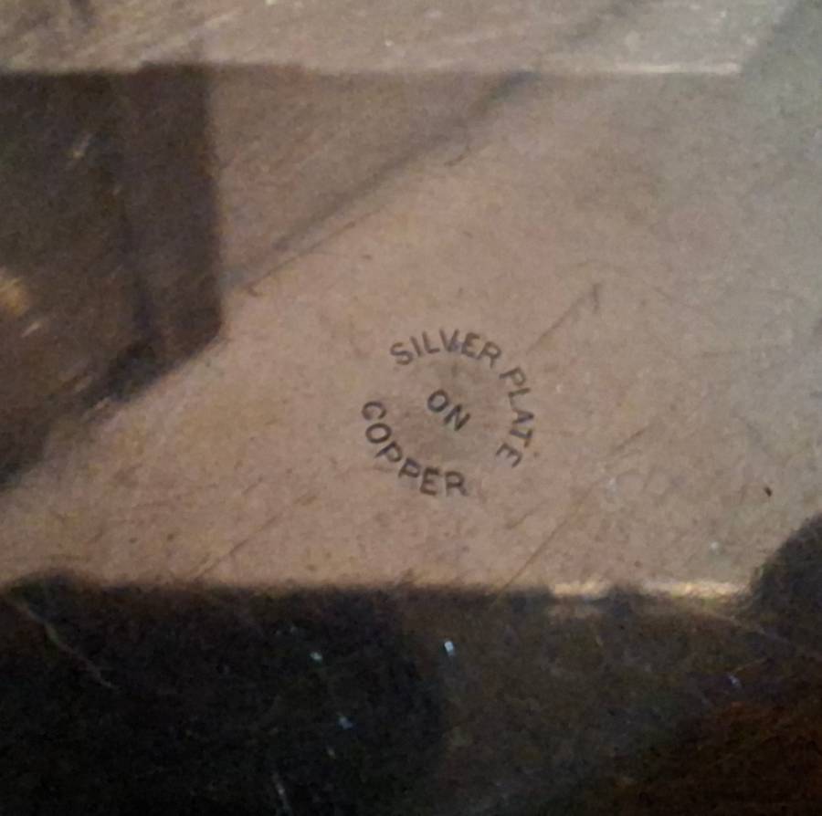 Silver plate on copper - crumb tray,  crumb pan, silent butler.