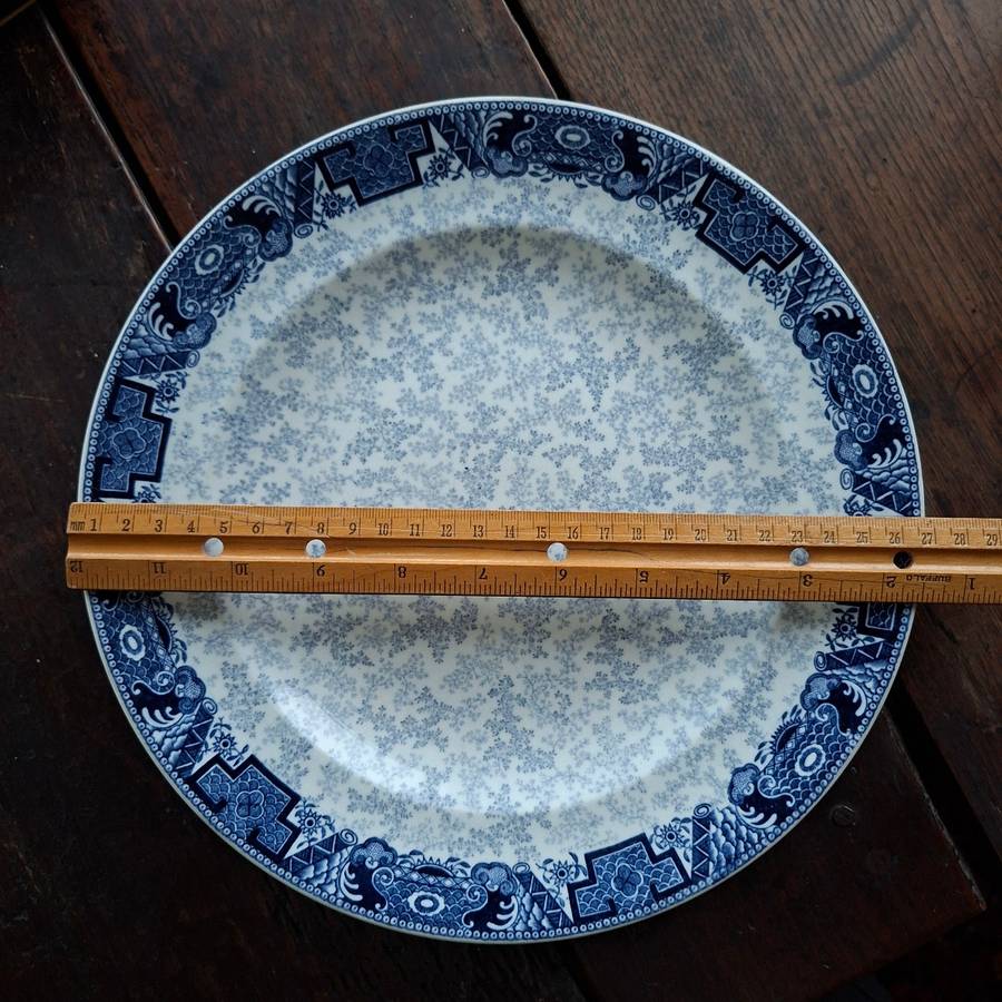large antique Doulton dinner plate - 26.5 cms - blue and white chintz design