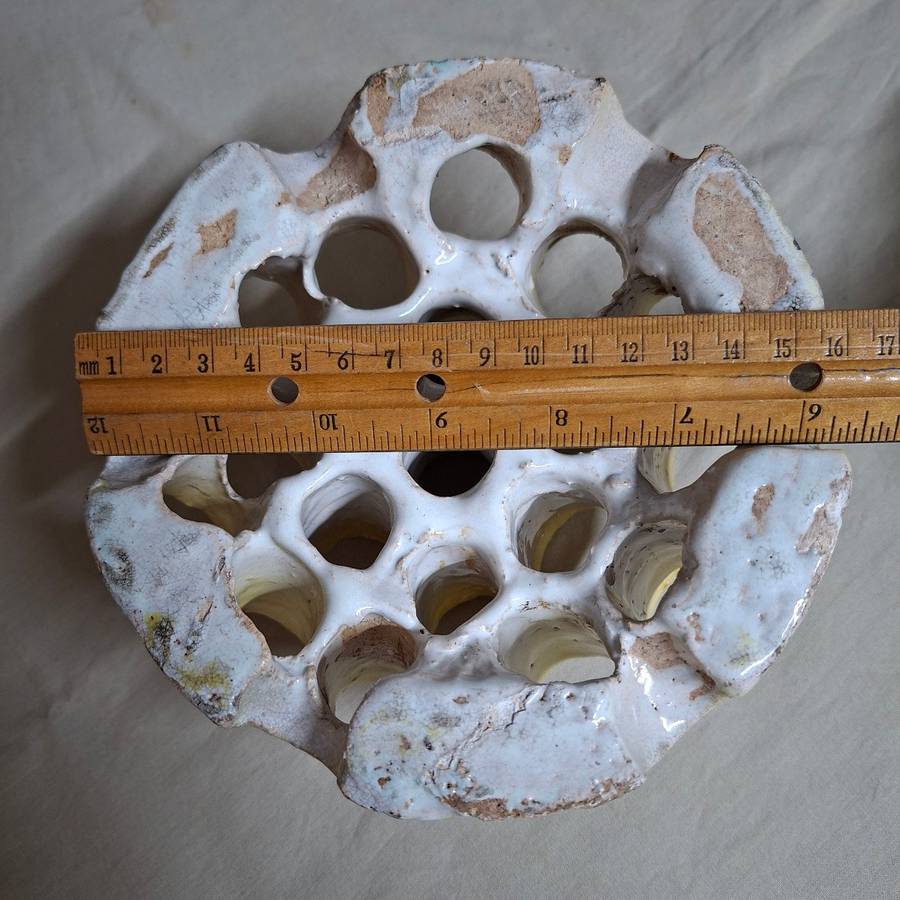 Big Ceramic Flower Frog - yellow. 16cms x 9cm approx