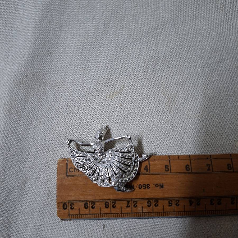 Silver metal ballet dancer brooch