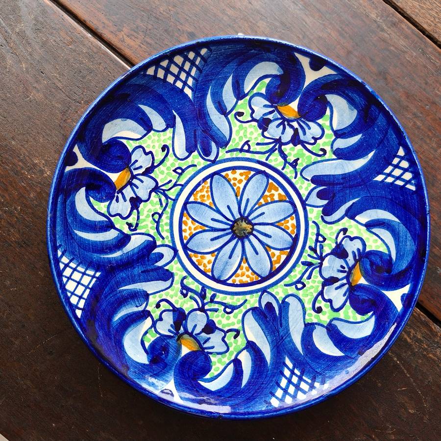 Blue and white decorative wall plate - hand painted - italian?