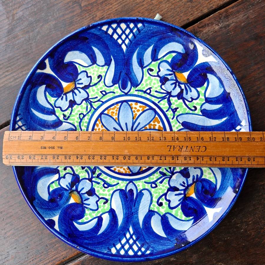 Blue and white decorative wall plate - hand painted - italian?